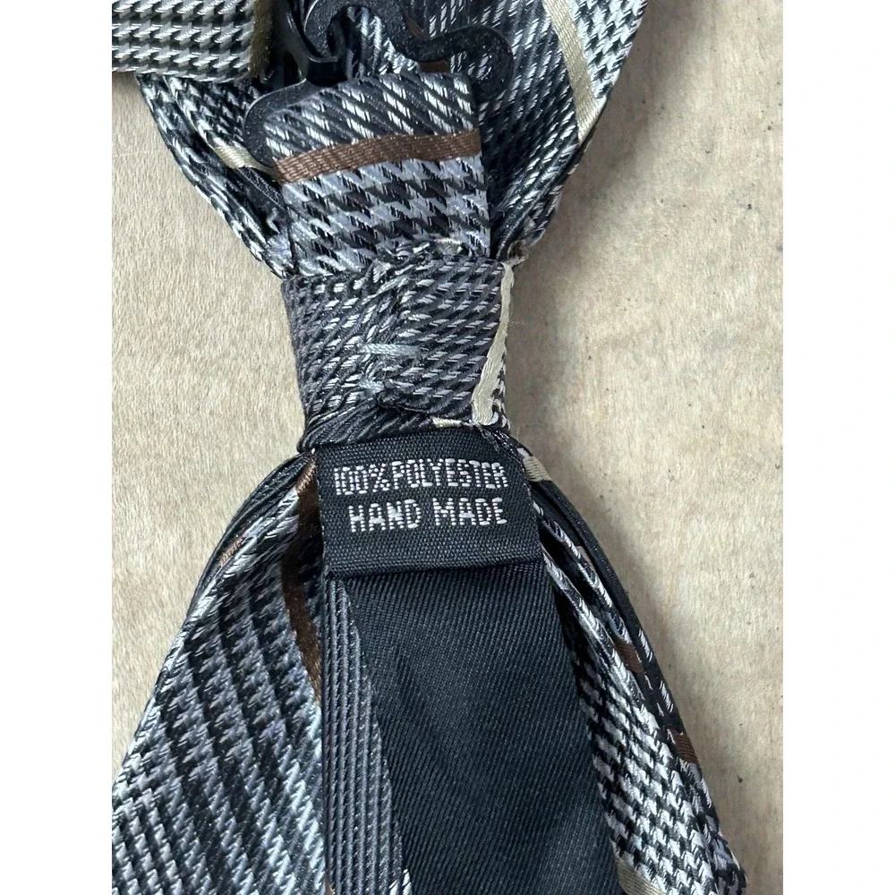 Hermoso Bow Tie Mens One Size‎ Black Gray Plaid Houndstooth Adjustable Neckwear
